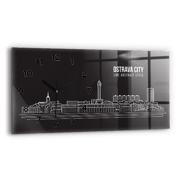 Horloge rectangulaire horizontale 'Dessin de la ville d''Ostrava'