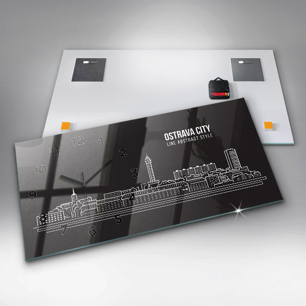 Horloge rectangulaire horizontale 'Dessin de la ville d''Ostrava'