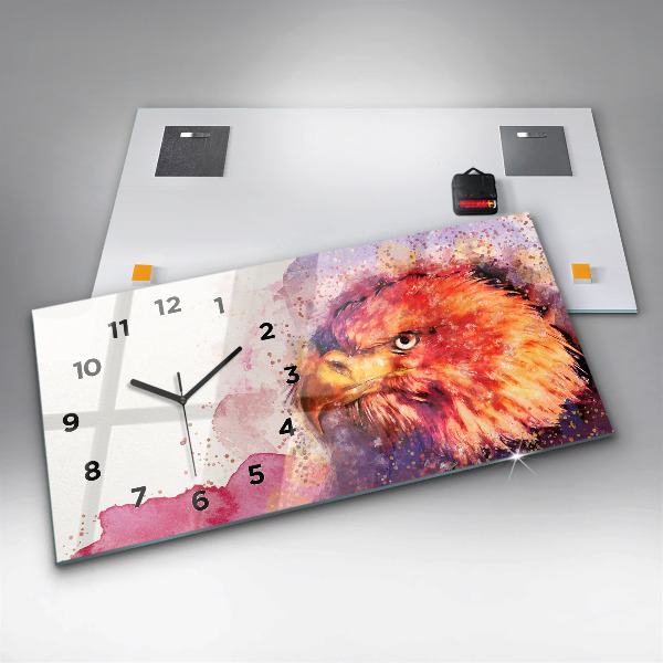 Horloge rectangulaire horizontale 'fond d''aigle aquarelle'