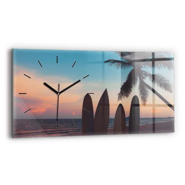 Horloge rectangulaire horizontale Surfer sur la plage