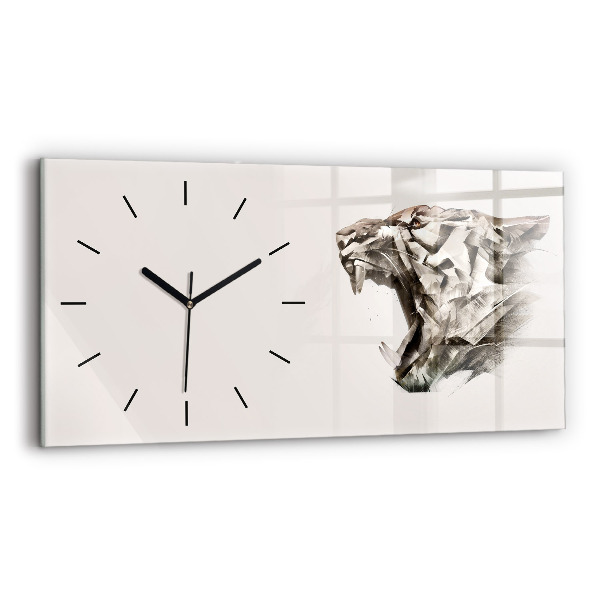 Horloge rectangulaire horizontale 'portrait peint d''un tigre'