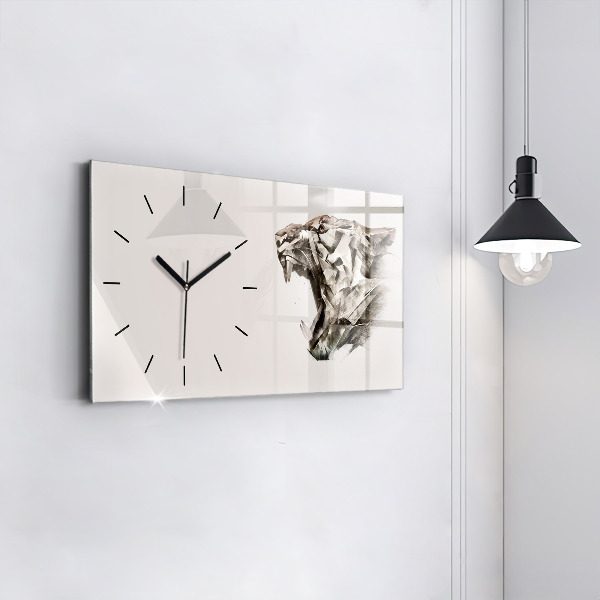 Horloge rectangulaire horizontale 'portrait peint d''un tigre'