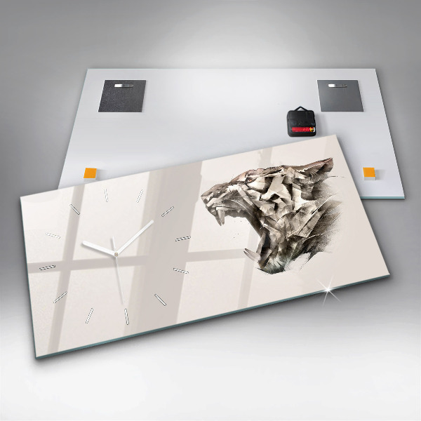 Horloge rectangulaire horizontale 'portrait peint d''un tigre'