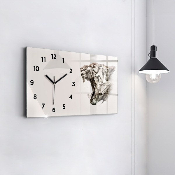 Horloge rectangulaire horizontale 'portrait peint d''un tigre'