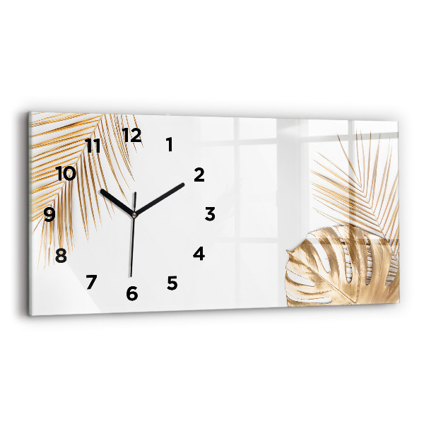 Horloge rectangulaire horizontale feuilles tropicales