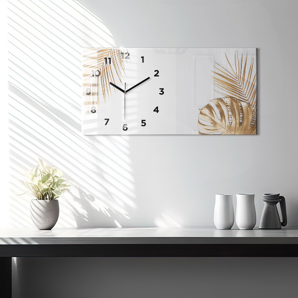 Horloge rectangulaire horizontale feuilles tropicales