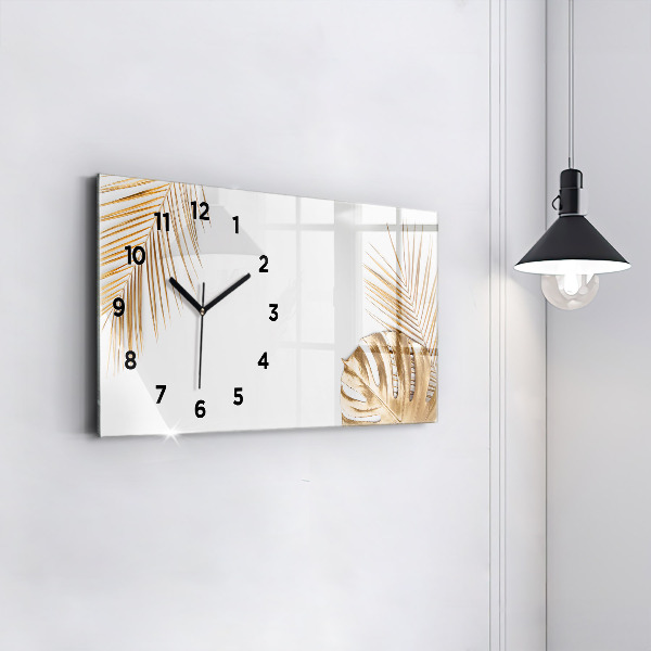 Horloge rectangulaire horizontale feuilles tropicales