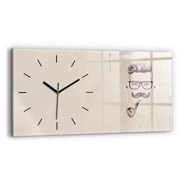 Horloge murale horizontale Homme avec une pipe