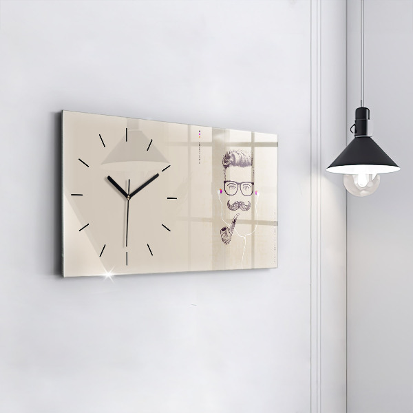 Horloge murale horizontale Homme avec une pipe