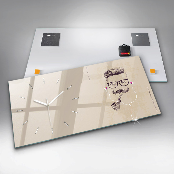 Horloge murale horizontale Homme avec une pipe