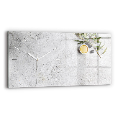 Horloge murale horizontale Olives minimalistes