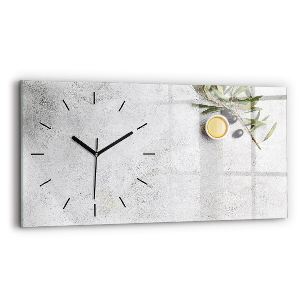 Horloge murale horizontale Olives minimalistes