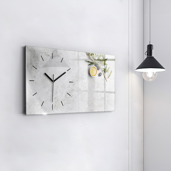 Horloge murale horizontale Olives minimalistes