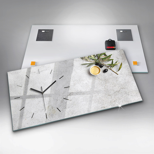 Horloge murale horizontale Olives minimalistes