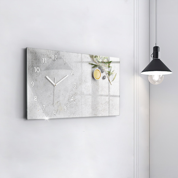 Horloge murale horizontale Olives minimalistes