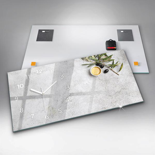 Horloge murale horizontale Olives minimalistes