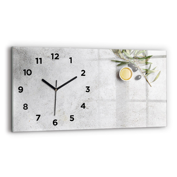 Horloge murale horizontale Olives minimalistes