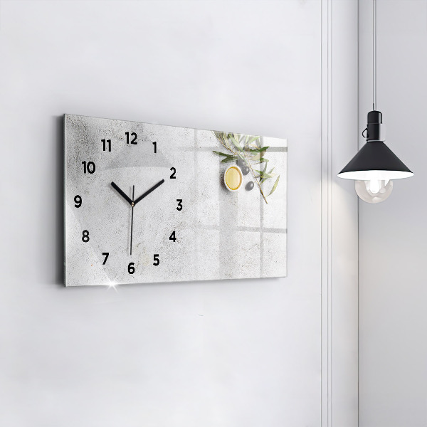 Horloge murale horizontale Olives minimalistes