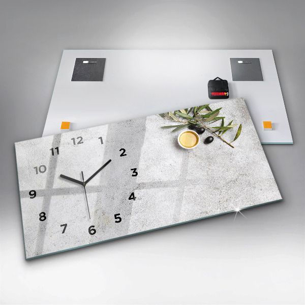 Horloge murale horizontale Olives minimalistes