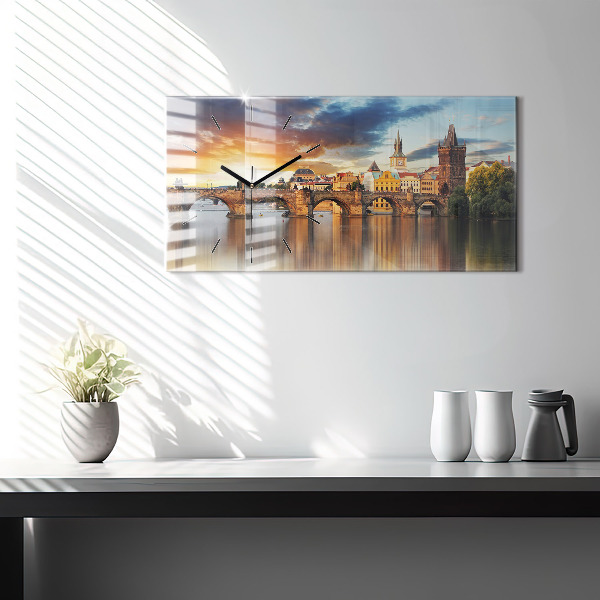 Horloge murale horizontale Panorama sur la rivière