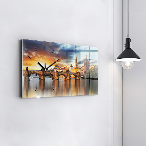 Horloge murale horizontale Panorama sur la rivière