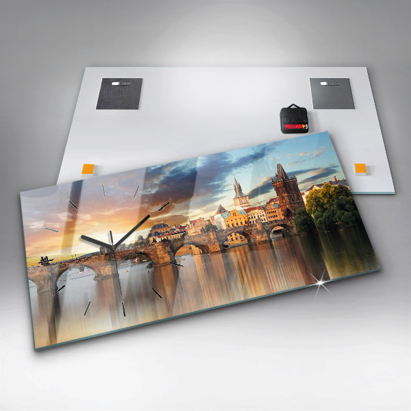 Horloge murale horizontale Panorama sur la rivière