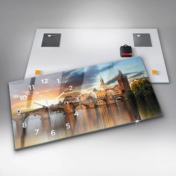 Horloge murale horizontale Panorama sur la rivière