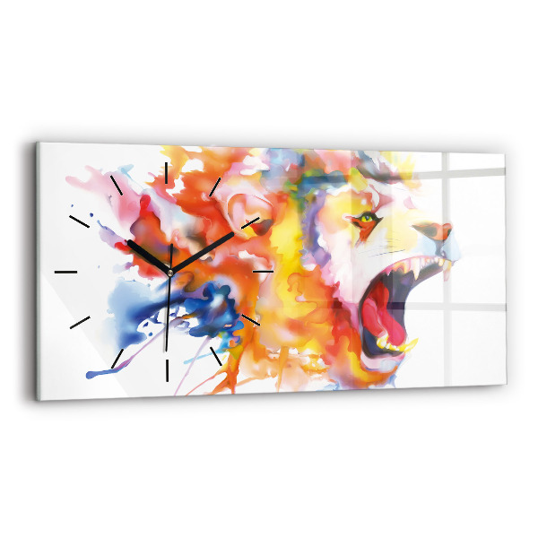Horloge murale horizontale Lion - aquarelle