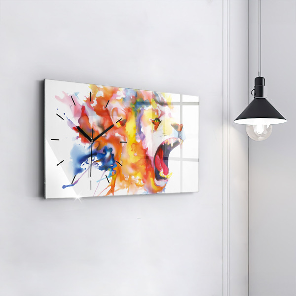 Horloge murale horizontale Lion - aquarelle