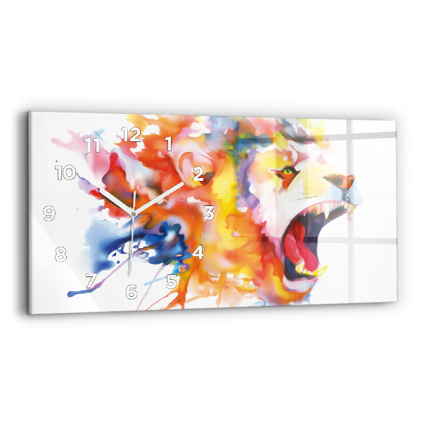 Horloge murale horizontale Lion - aquarelle