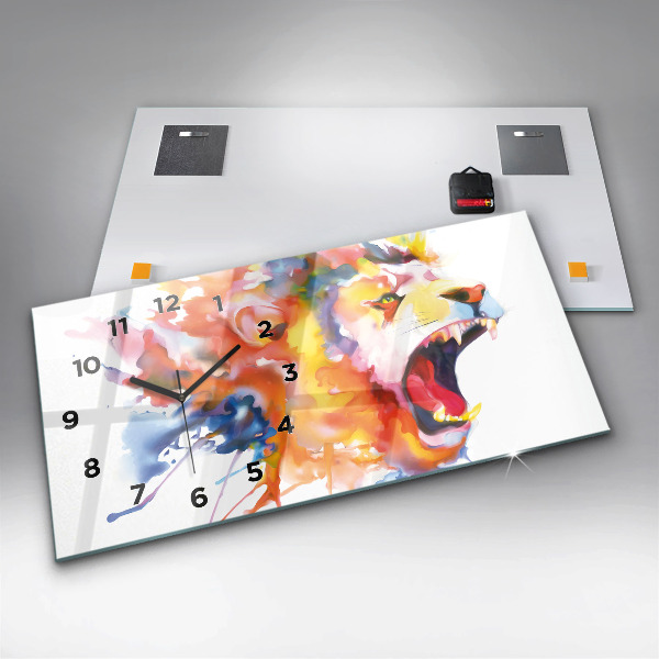 Horloge murale horizontale Lion - aquarelle