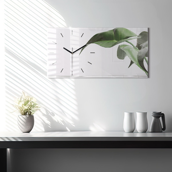 Horloge murale horizontale Feuilles abstraites