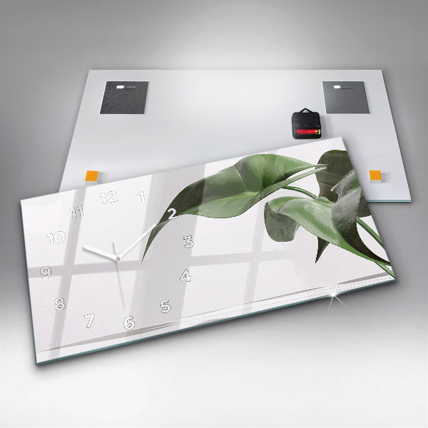 Horloge murale horizontale Feuilles abstraites
