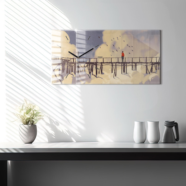 Horloge murale horizontale 'L''homme sur le vieux pont'