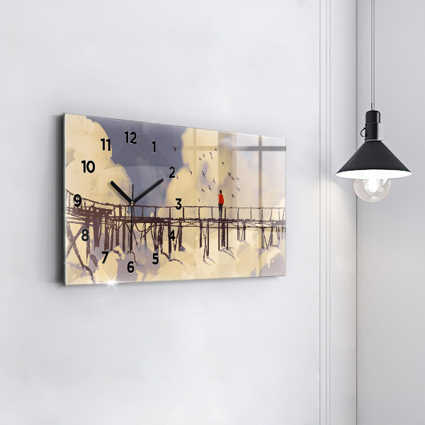 Horloge murale horizontale 'L''homme sur le vieux pont'