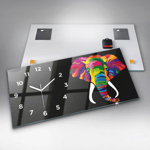 Horloge murale horizontale Éléphant coloré