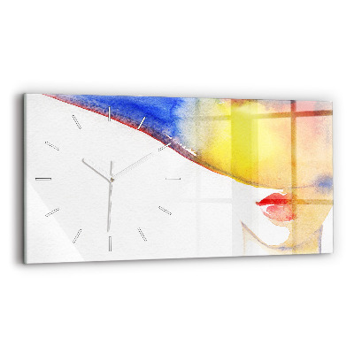 Horloge murale horizontale Femme au chapeau