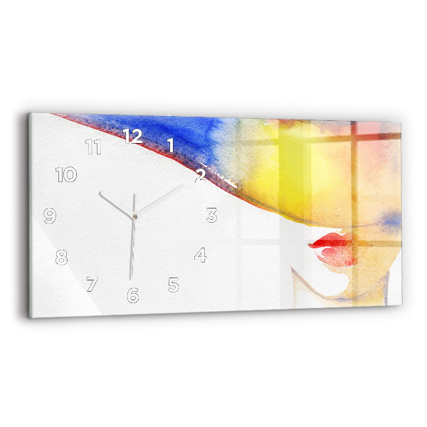 Horloge murale horizontale Femme au chapeau