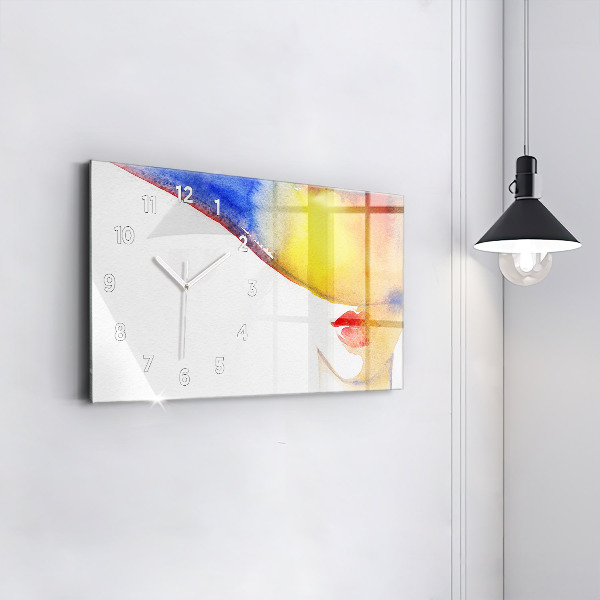 Horloge murale horizontale Femme au chapeau