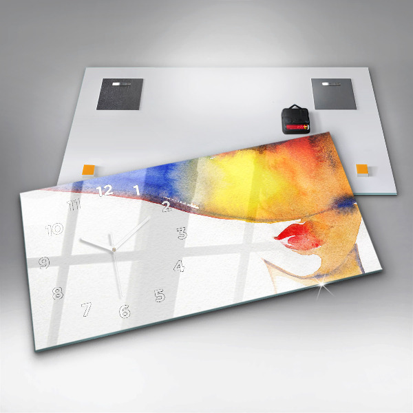 Horloge murale horizontale Femme au chapeau