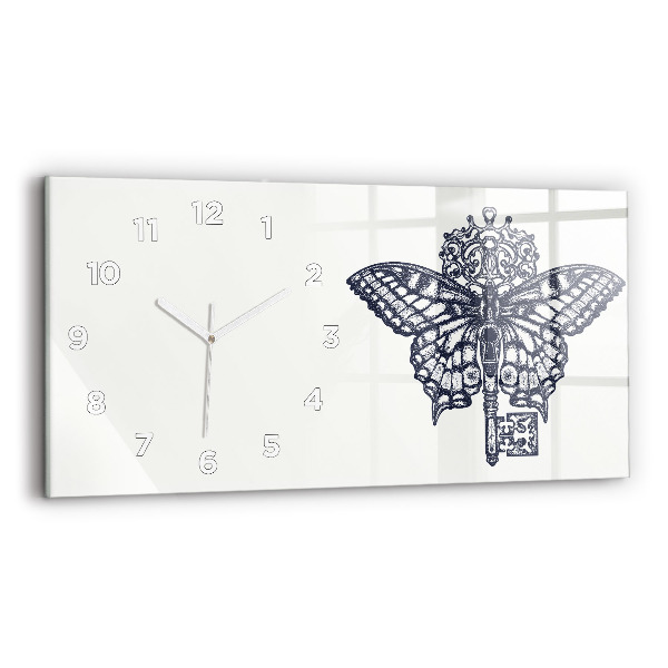 Horloge murale horizontale Papillon et clé style bohème