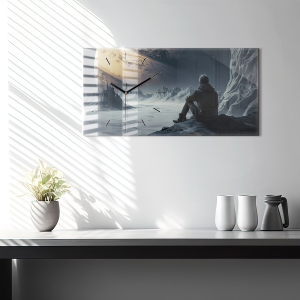 Horloge murale horizontale Homme Espace Planète