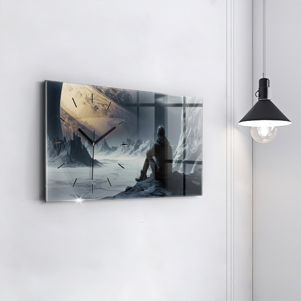 Horloge murale horizontale Homme Espace Planète