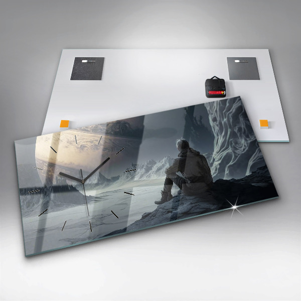 Horloge murale horizontale Homme Espace Planète