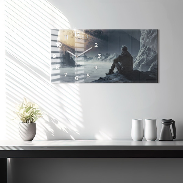 Horloge murale horizontale Homme Espace Planète