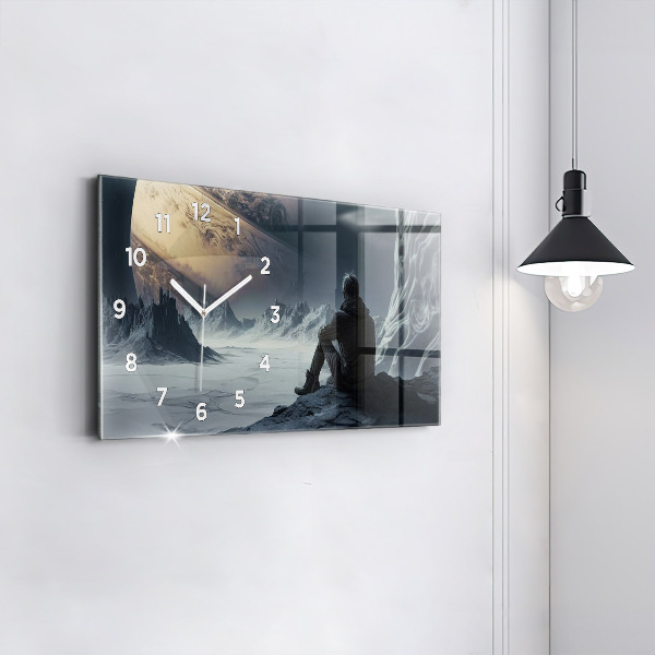 Horloge murale horizontale Homme Espace Planète