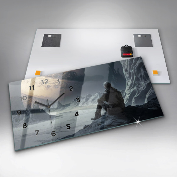 Horloge murale horizontale Homme Espace Planète