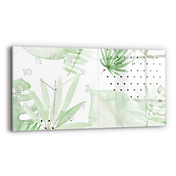 Horloge murale horizontale Feuilles vertes