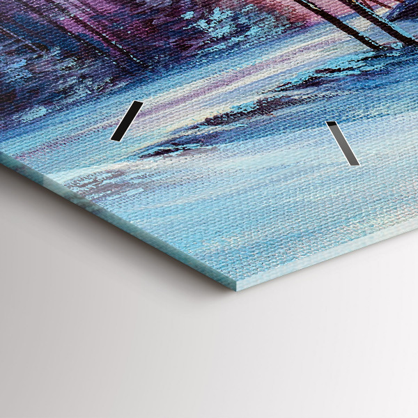 Horloge murale horizontale Sapin de Noël et pont