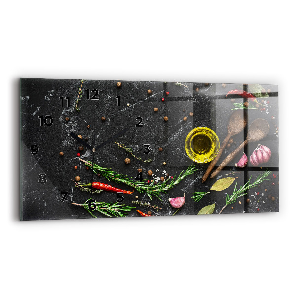 Horloge murale horizontale Épices sur le comptoir